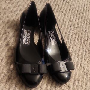 Salvatore Ferragamo Black Jelly Ballet Flats Size 7